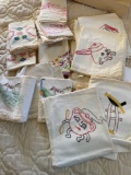 Embroidered pillow cases and kitchen towels