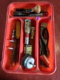 Screwdriver, side cutter, small caliper, misc.