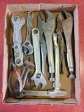 Sm crescent wrenches, vice grips, misc wrenches