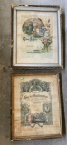 Two antique birth certificates in frames