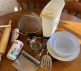 Vintage flat of kitchenware and Garfield glass
