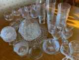 Etched and cut glass glasses and serving trays