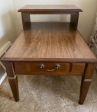 Wooden end table false drawer