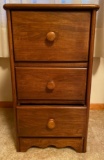 Wooden side table/dresser includes sewing and knitting accessories