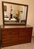 Kroehler solid walnut dresser and mirror