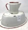 White enamelware bowl and coffee pot