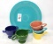 Fiesta Ware- 3 cups, 1-plate, cream and sugar