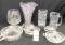 Clear cut glass vase, boot, glass, juicers