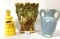 Vintage colonial girl planter, McCoy vase and USA vase