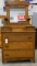 Antique five drawer vanity dresser with mirror and on wheels