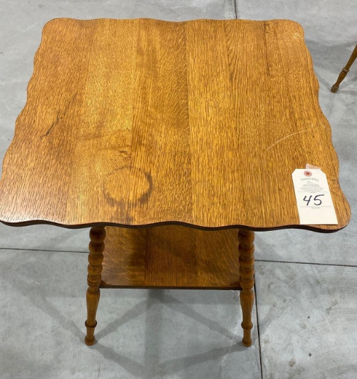 Antique side table with beveled edge top