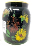 Antique black crock cookie jar