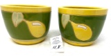 Two vintage yellow and green pear planters