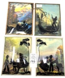 Four antique silhouette pictures