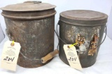 Two round tin cans with lids