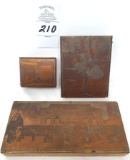 Three copper printing plates/blocks