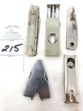 Two cigar cutters, 3 pocket knives