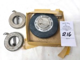 Two vintage cloth tape measures, 1 Lufkin 50' tape