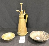 Brass ashtray, candy dish, and sprayer