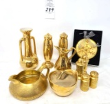 11pcs gold plated salt/pepper and other misc