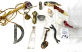 Occupied Japan clown on stick small bottle eyelashes and several more small items