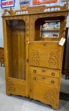 Antique oak drop front secretary