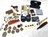 Dale Earnhardt knife, Armitron watches, needles, adv. opener, metals, bell buckle