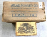 Atlas powder company high explosive box and Rex Remedy Co. Omaha, NE box