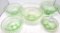 Five pcs vintage green glass nest of bowls