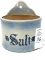 Blue and white salt crock with wooden lid