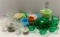 Doll size cups, plates, measuring cups some green depression and jadeite