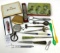 Letter openers, harmonica, compact, misc tins and tools