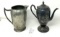 Pewter and silver plated copper pitchers