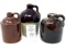 Three sm brown crock jugs