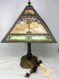 Art deco leaded stain glass lamp