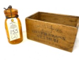 Amber globe jar and T Kingsford and Son starch box