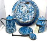 Blue and white enamelware