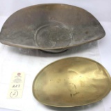 Two brass scale pans