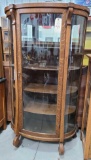 Quartersawn Oak Curved Glass China Cabinet