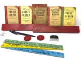 Farmers pocket ledgers advertising yard sticks and tape measures