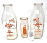 Three John?s Dairy Corning Iowa milk bottles