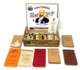 King Edward cigarbox, livestock advertising bullet pencils and notebooks