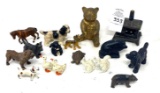 Small cast-iron animals and cookstove