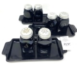 Black amethyst salt and pepper shakers and trays