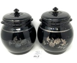 Two black amethyst cookie jars