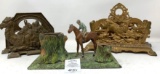 Metal camel and stag deer napkin holders and horse and rider