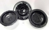 Two black amethyst footed bowl, 1 footed black compote