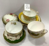 Handpainted cups and saucers