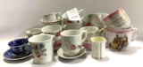 Misc hand-painted cups and saucers