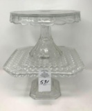 Two glass cake stands